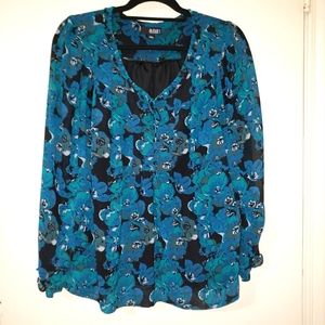 Blue/Black Floral Blouse PXL Ana